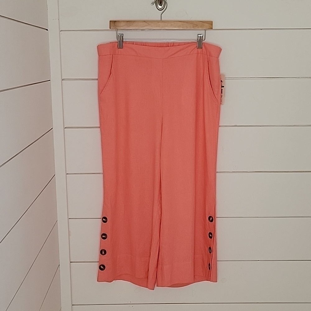 NWT Nanette by Nanette Lepore large pink/peach linen blend pants